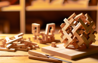 wooden 3D puzzle model